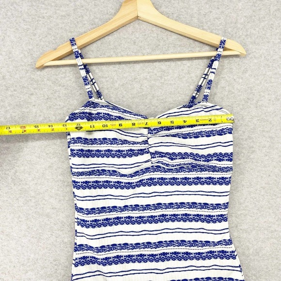 Popina Sadie One Piece Swimsuit Size Large Blue Danube Retro Stripe Blue Tank - Picture 10 of 11